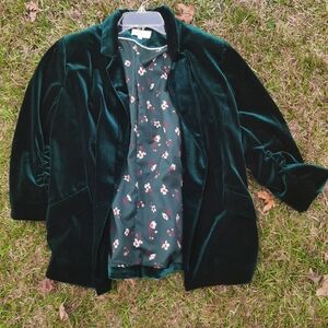 Elegant Velvet Green Women's Jacket